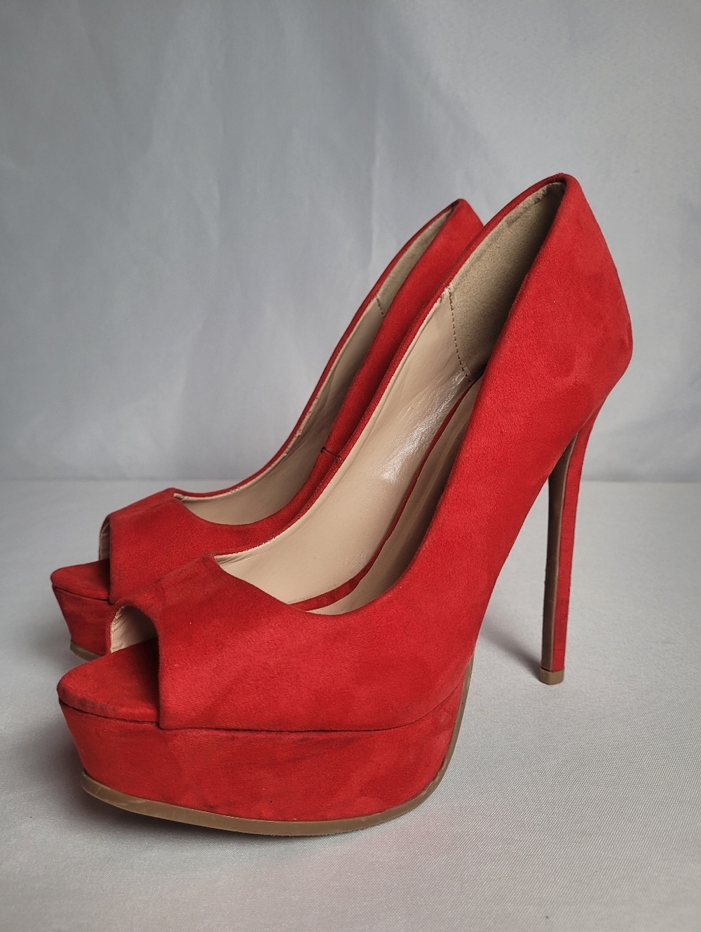 Women's Cherry Red Platform Stilletto Heels Size 8 Wild Diva Lounge